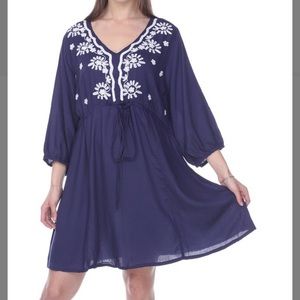 Navy Embroidered Tunic Dress, L